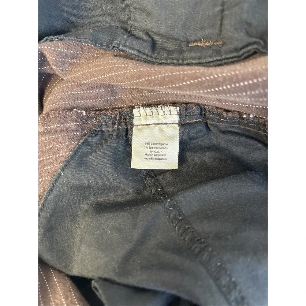 St John's Bay Bermuda Shorts Women SZ 16W Brown W/White Pinstripes Stretch Style